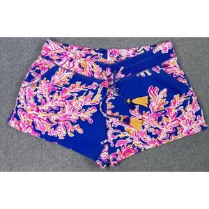 LILLY PULITZER Women's Sz L Yasmin Short in Brilliant Blue Preppy Coastal Floral
